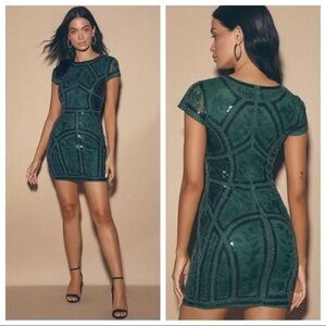 Lulu's Forest Green Sequin Mini Dress